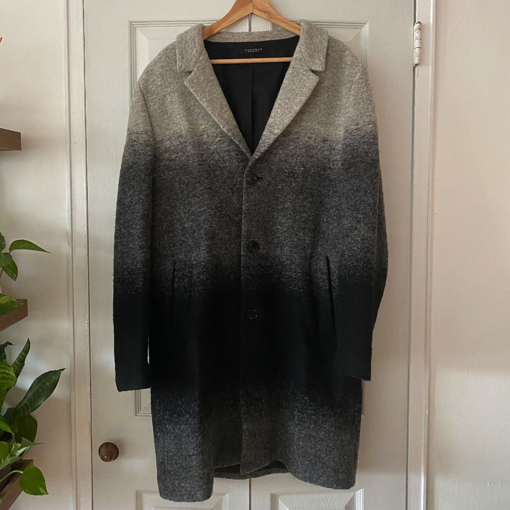 zara grey faded overcoat